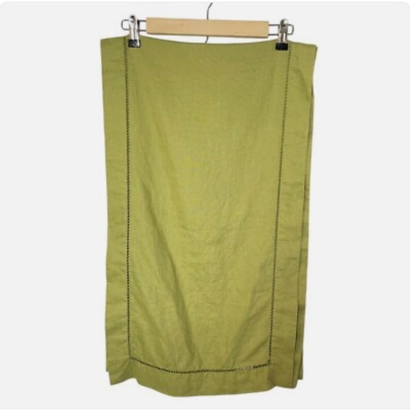 Lime Green Linen Fabric pottery, barn, table runner - Picture 1 of 4